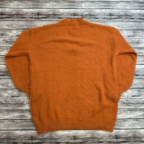 White Birch Women's Oversized Fit Fuzzy V Neck Sweater Burnt Orange M Med Medium - Picture 4 of 13
